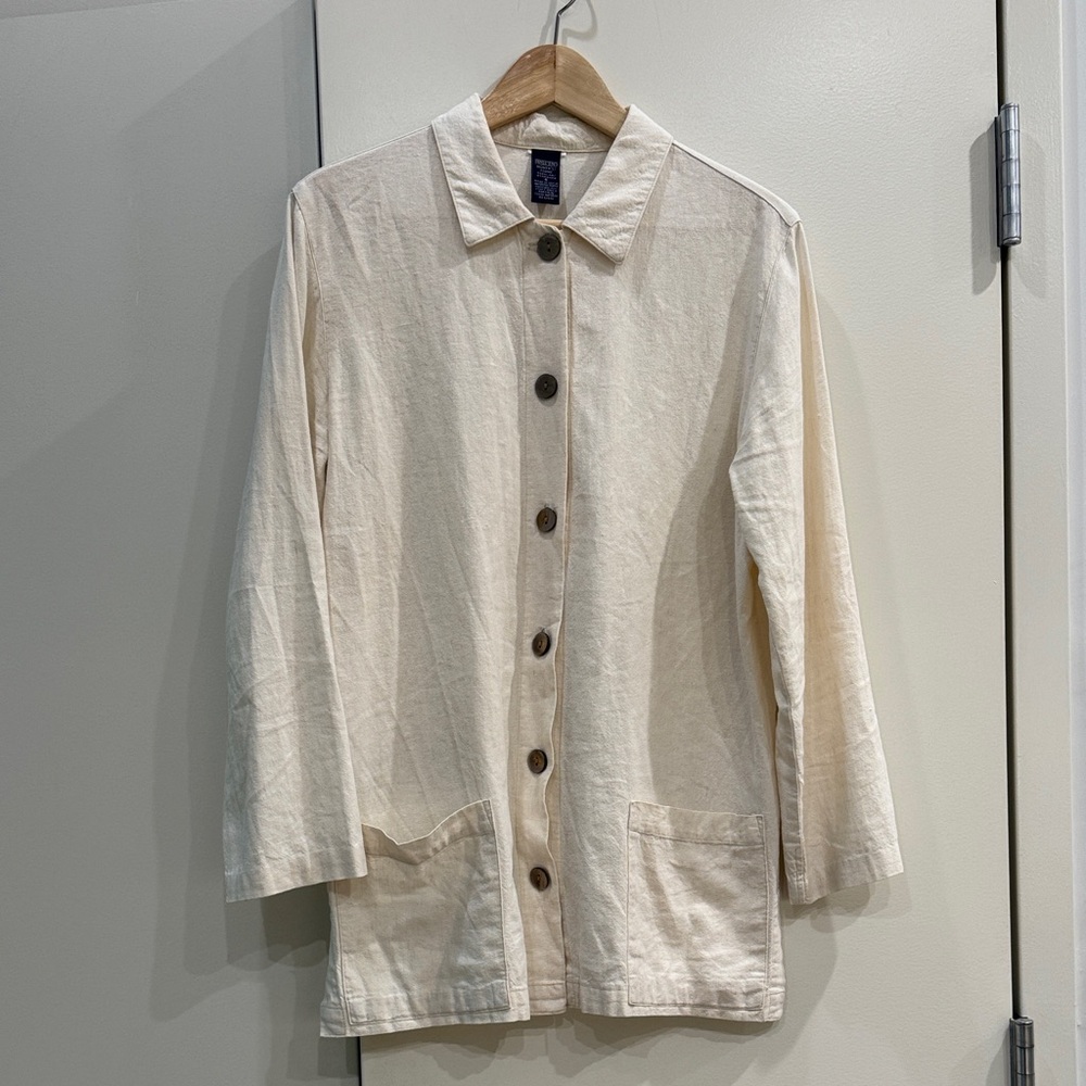 Vintage 90’s Linen/Cotton Chore Jacket from Land’s End in Bone, size 6